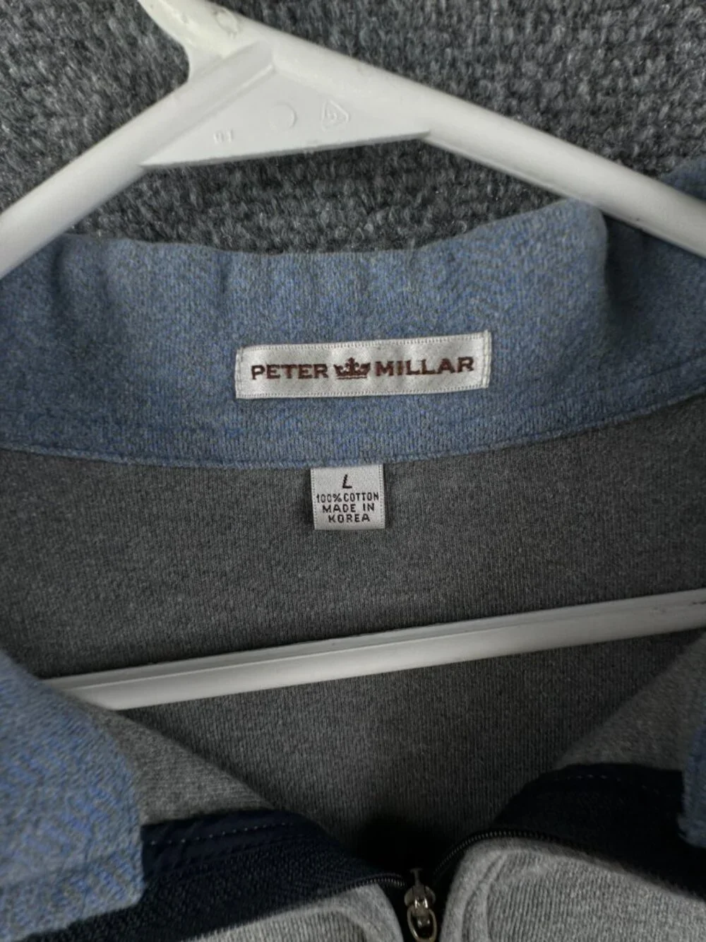Peter Millar Cotton Gray 1/4 Zip Pullover Sweater Soft Long Sleeve Men Knit